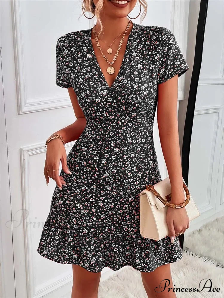 Bohemian Flower Summer Short Women Boho Dress - Image 5