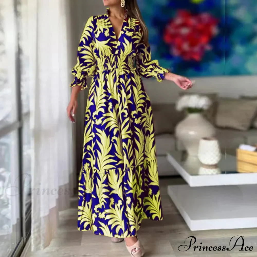 Autumn Floral Print Long Sleeve Boho Dress - Image 3