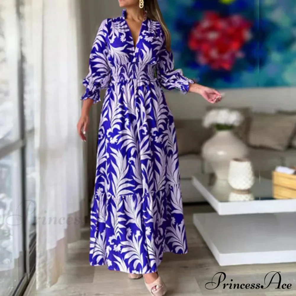 Autumn Floral Print Long Sleeve Boho Dress - Image 4