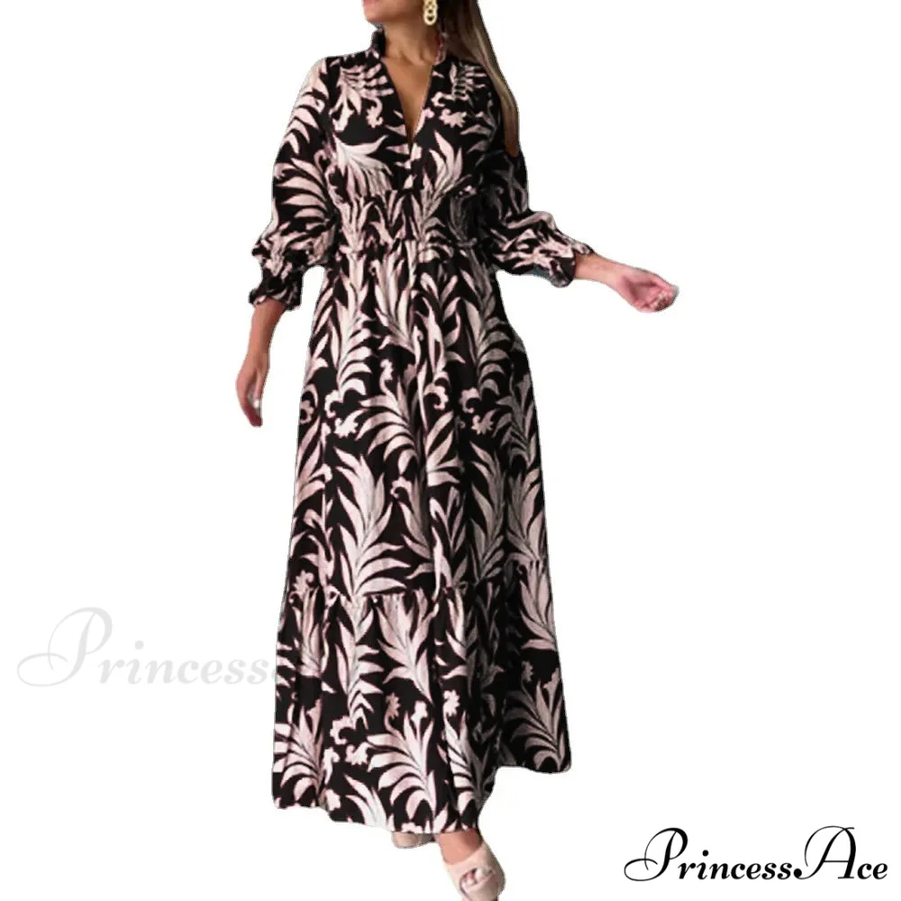 Autumn Floral Print Long Sleeve Boho Dress - Image 5