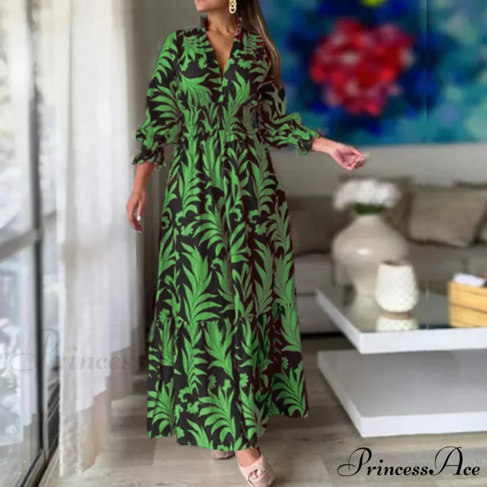 Autumn Floral Print Long Sleeve Boho Dress - Image 8