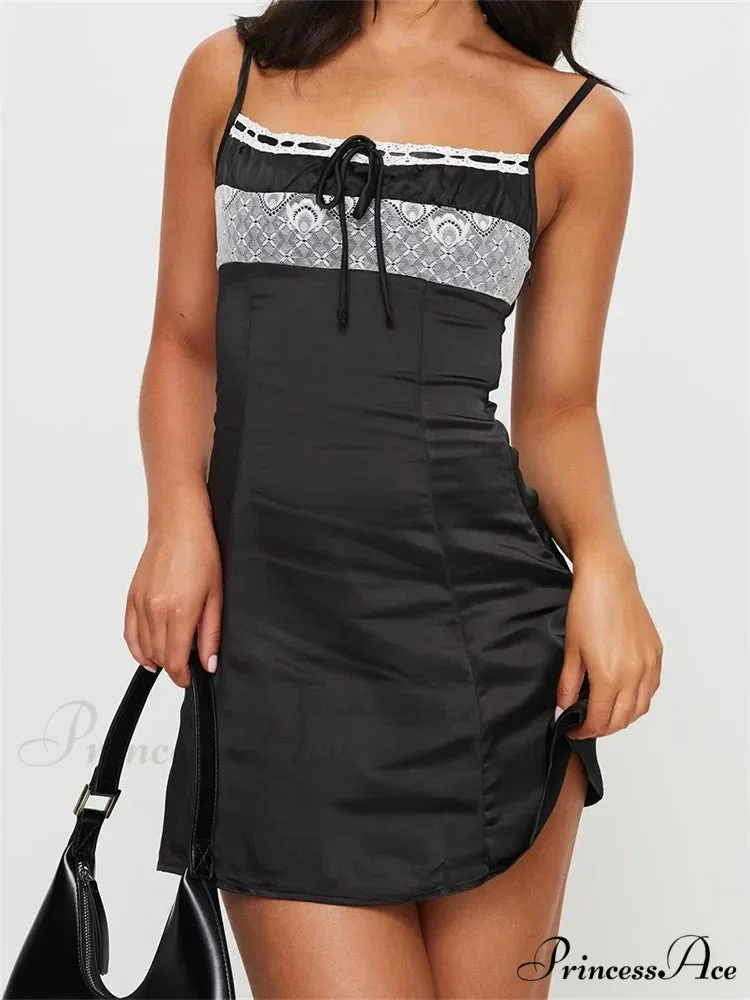 Front Tie up Ruched Sleeveless Spaghetti Strap Mini Dress - Image 2