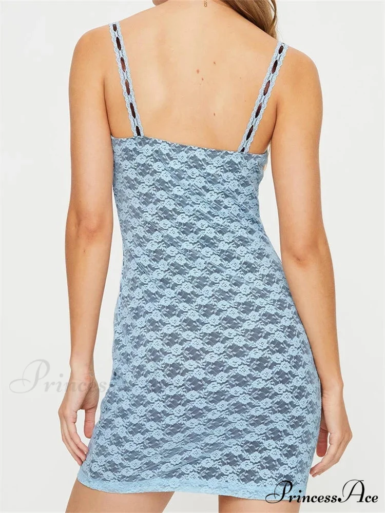 Sexy Sleeveless Strap Tie up Lace Floral Mini Dress - Image 3