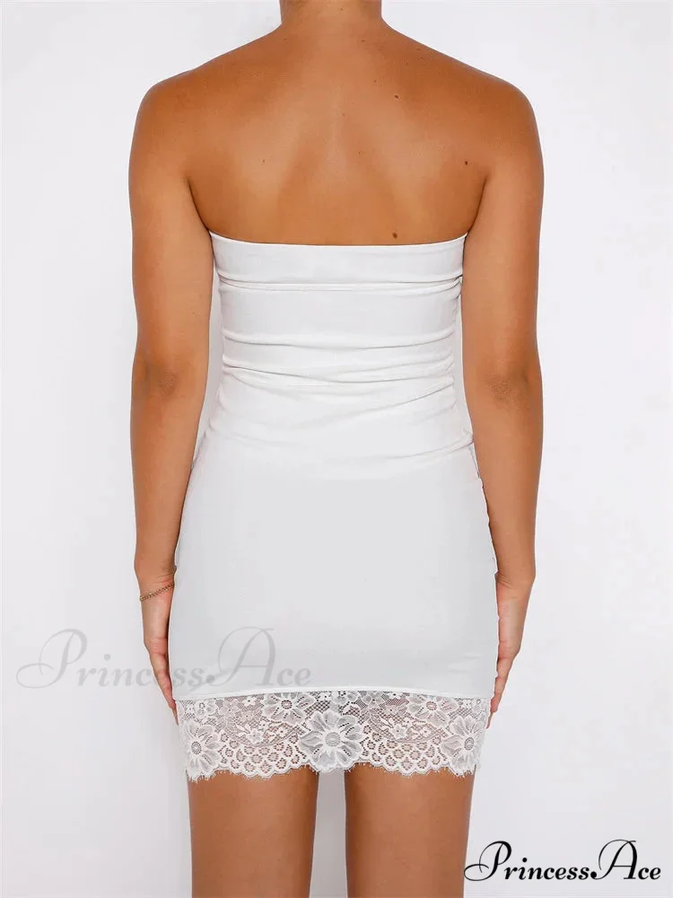 Retro Off Shoulder Tube Strapless Backless Mini Dress - Image 2
