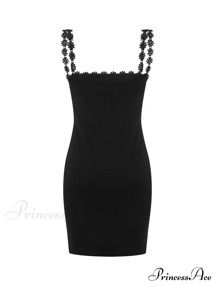 Low Cut Party Clubwear Sexy Flowers Strap Patchwork Mini Dress - Image 6