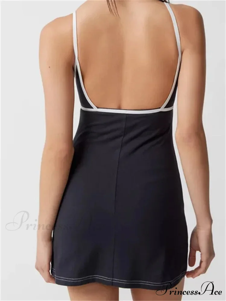 Spaghetti Strap Sleeveless Summer Cutout Backless Party Mini Dress - Image 2