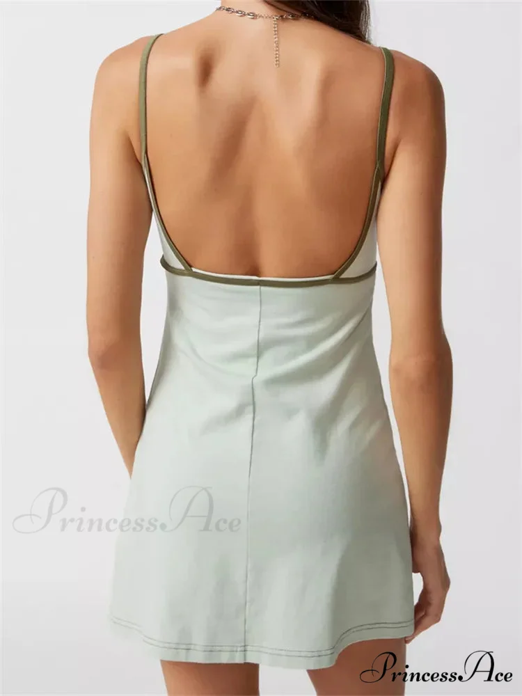 Spaghetti Strap Sleeveless Summer Cutout Backless Party Mini Dress - Image 4