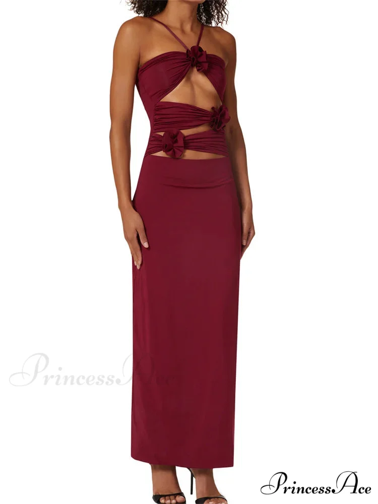 Y2K 3D Flowers Fairy Sexy Hollow Out Slim Summer Back Split Beach Party Club Outfits Vestidos - Image 4
