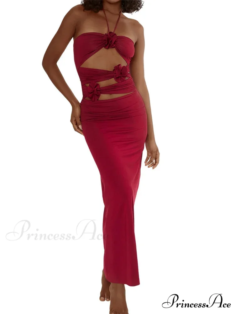 Y2K 3D Flowers Fairy Sexy Hollow Out Slim Summer Back Split Beach Party Club Outfits Vestidos - Image 5