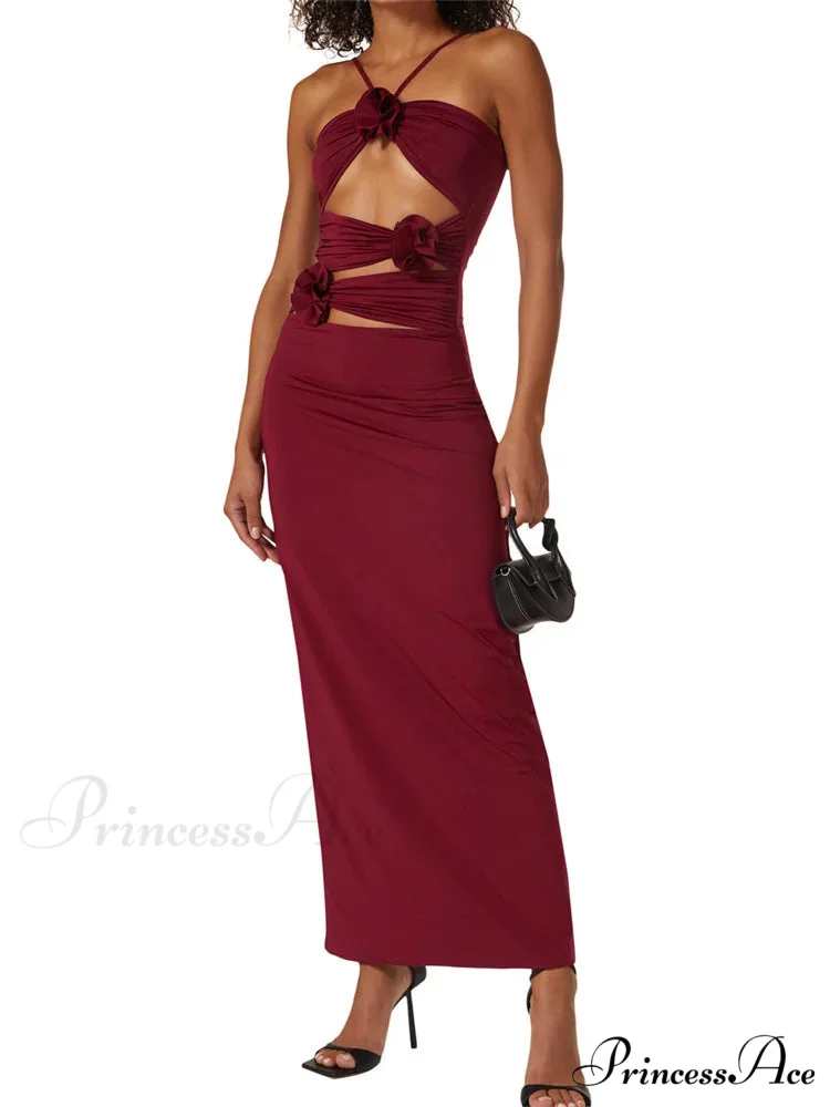 Y2K 3D Flowers Fairy Sexy Hollow Out Slim Summer Back Split Beach Party Club Outfits Vestidos - Image 7