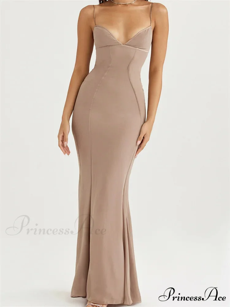 Retro Slim Fit for Women Sleeveless Strap Bodycon Backless V-neck Formal Club Night Summer Vestidos - Image 4
