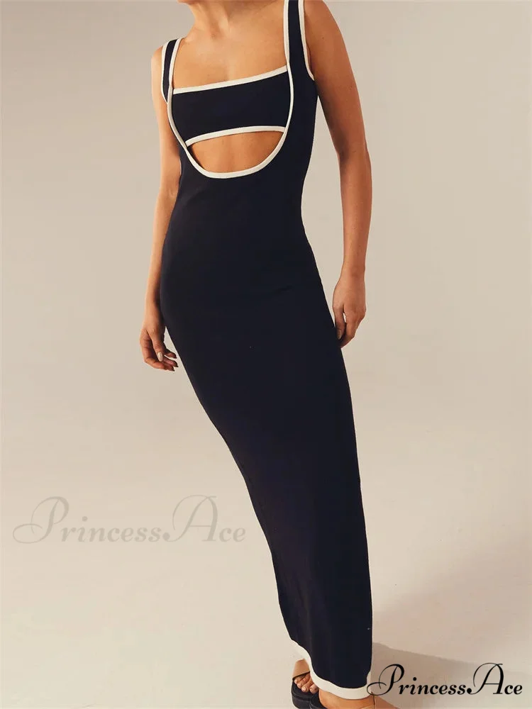 Women Knitted Tank Summer Contrast Color Hollow Out Backless Party Cocktail Beach Club Vestido Streetwear - Image 4