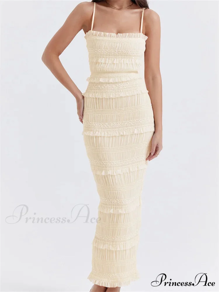 Y2K Ruched Sleeveless Strap Sling for Women Ruffles Square Neck Low Cut Back Split Female Vestidos - Image 6