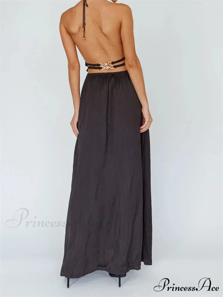 Sexy Women Halter Tie-up Sleeveless Backless Solid Color Cocktail Formal Party Ruched Vestidos - Image 2