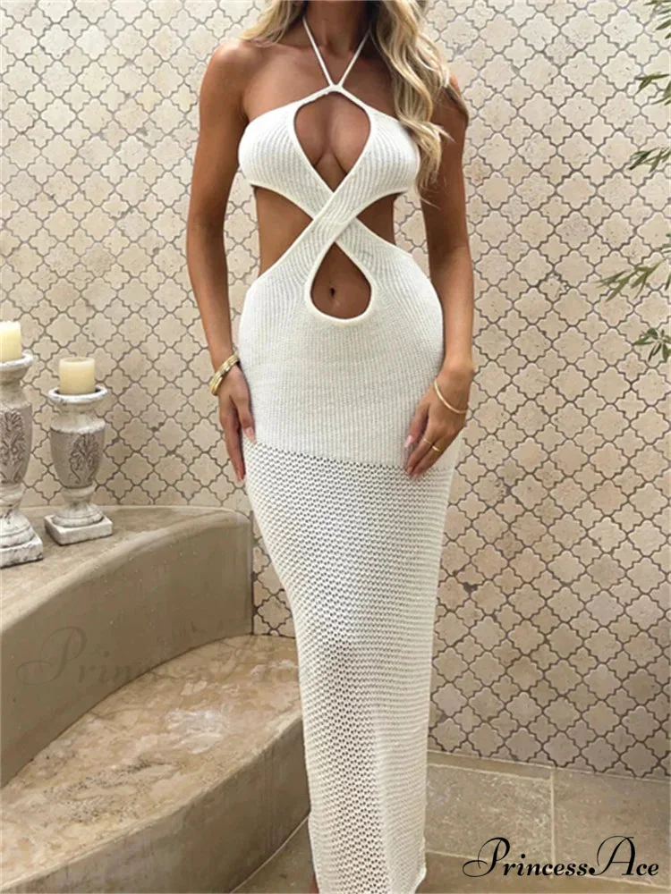 Women Sleeveless Off Shoulder Halter Cutout Backless Summer Backless Party Beach Club Vestidos - Image 3