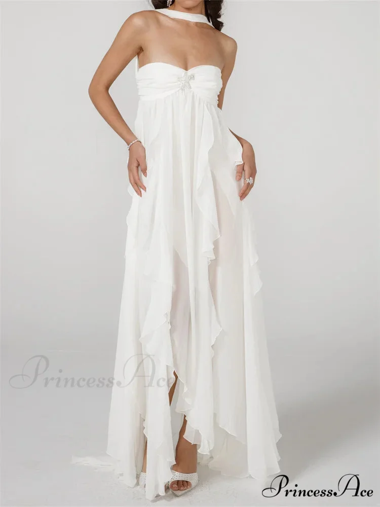 Women Y2K Tube Sexy Strapless Off Shoulder Ruffle Tassel Evening Party Halter Backless Vestidos - Image 5