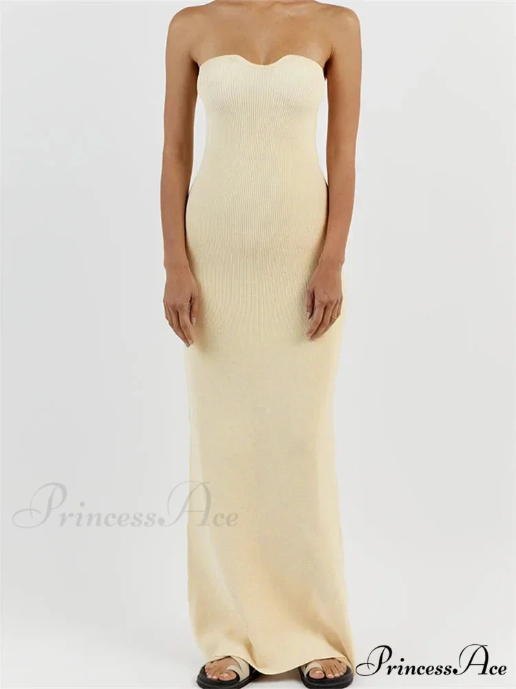 Women Ribbed Tube Summer Knitted Strapless Backless Sleeveless Solid Color Bodycon Party Vestidos - Image 5