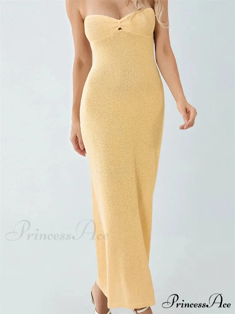Sexy Women Knitted Tube Strapless Off Shoulder Solid Summer Tie-up Backless Beach Female Vestidos - Image 5
