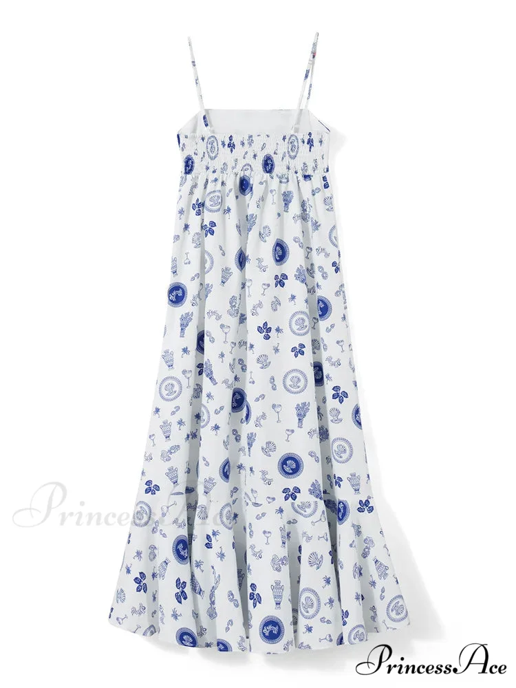 Vintage Women Summer Sleeveless Spaghetti Strap Floral Print Party Loose Casual Square Neck Vestidos - Image 3