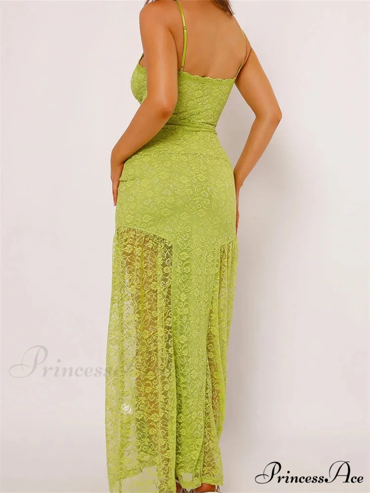 Women Lace V-neck Low Cut Sleeveless Spaghetti Strap Solid Color Bodycon Elegant Party Vestidos - Image 4