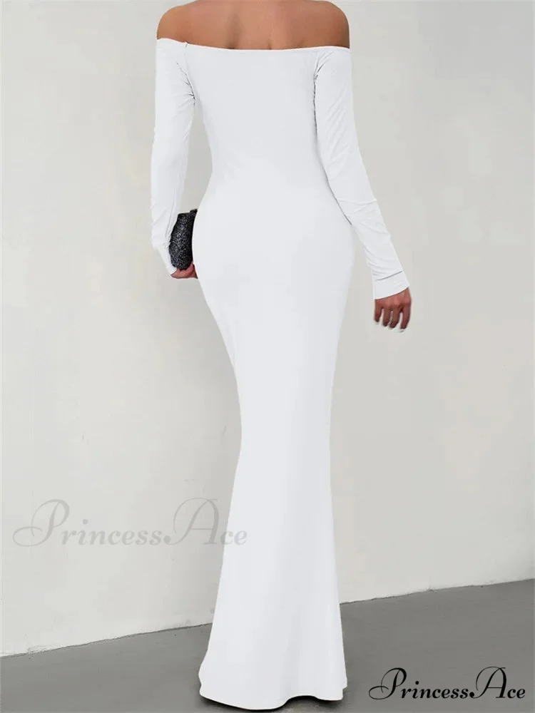 Elegant Women Sleeve Trumpet Solid Slash Neck Off-Shoulder Party Beach Cocktail Club Streetwear - Image 4