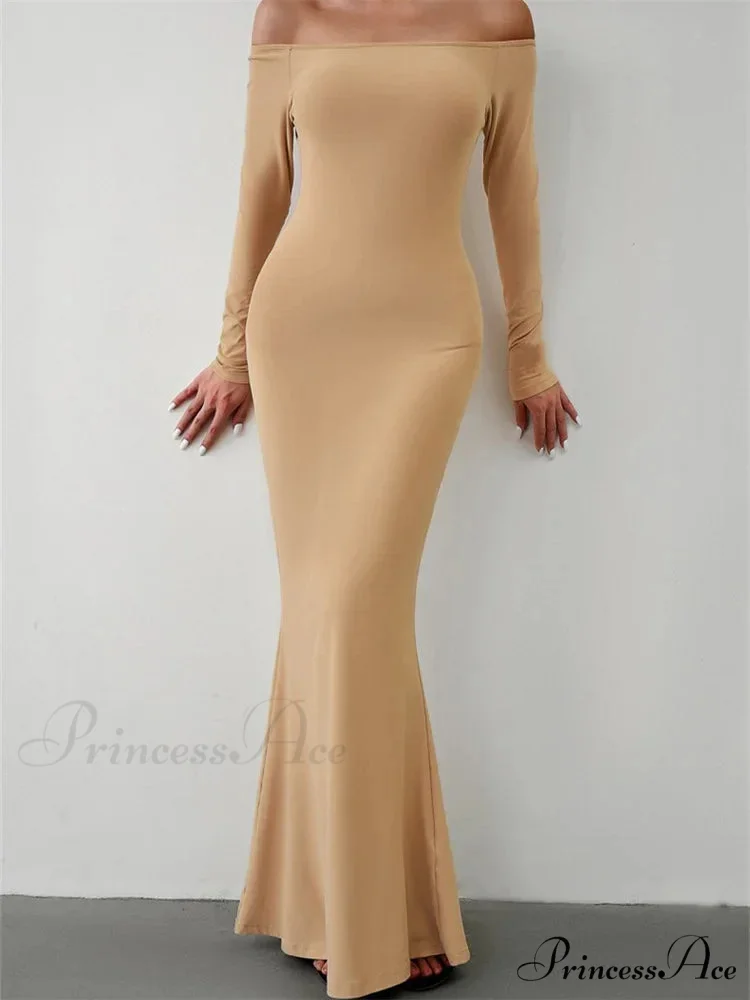 Elegant Women Sleeve Trumpet Solid Slash Neck Off-Shoulder Party Beach Cocktail Club Streetwear - Image 8