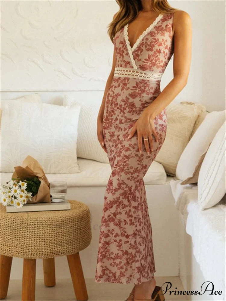 Women Sleeveless Lace Trim Tank Summer Floral Print Party for Cocktail Beach Club Vestido Streetwear - Image 4