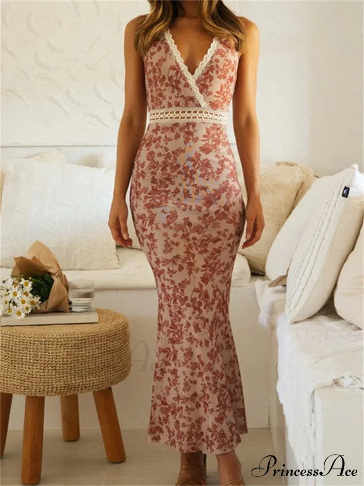 Women Sleeveless Lace Trim Tank Summer Floral Print Party for Cocktail Beach Club Vestido Streetwear - Image 5
