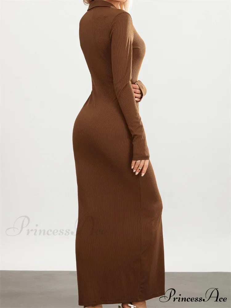 Women Slim Fit Sleeve Button Down Turn Down Collar Evening for Spring Fall Female Vestidos - Image 5