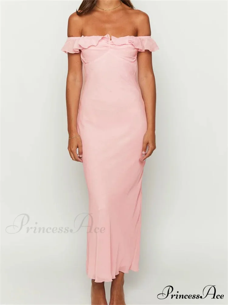 Elegant Women Summer Evening Backless Off Shoulder Slash Neck Ruffles Party Formal Female Vestidos - Image 2
