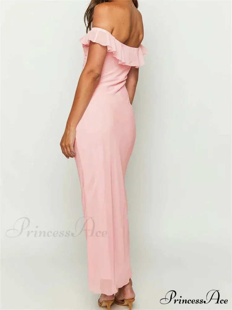 Elegant Women Summer Evening Backless Off Shoulder Slash Neck Ruffles Party Formal Female Vestidos - Image 4