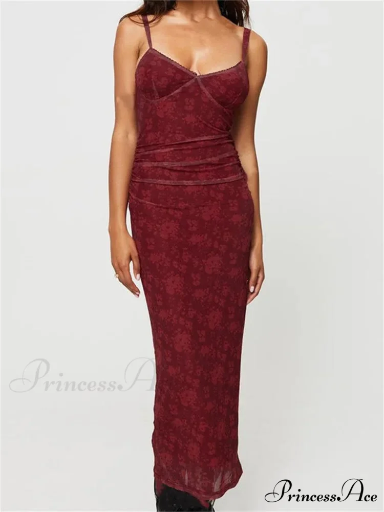 Women Sleeveless Strap Summer Vintage Floral V-neck Party for Cocktail Beach Vestido Streetwear - Image 4