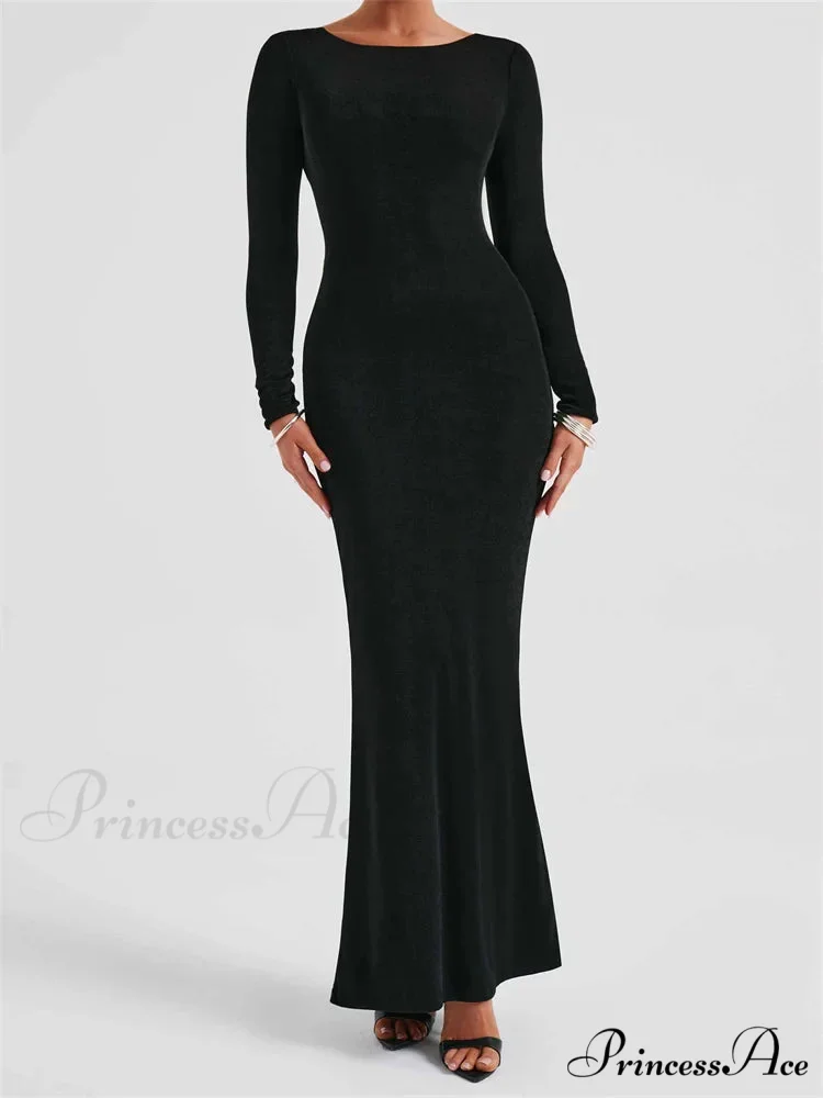 Elegant Women Party Backless Criss-cross Tie-up Bodycon Formal Club Sleeve Solid Female Vestido - Image 4