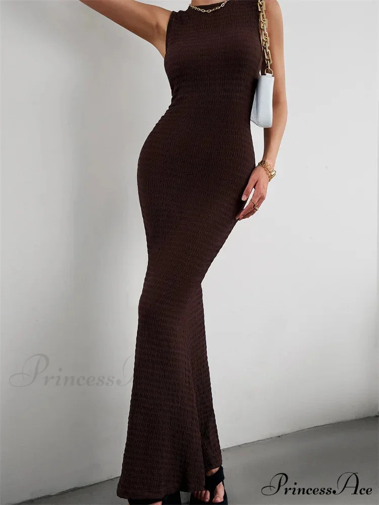 Women Knitted Sleeveless Round Neck Solid Color Slim Fit Ruched Tank Cocktail Party Female Vestidos - Image 6