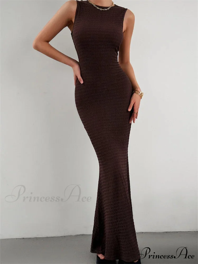 Women Knitted Sleeveless Round Neck Solid Color Slim Fit Ruched Tank Cocktail Party Female Vestidos - Image 8