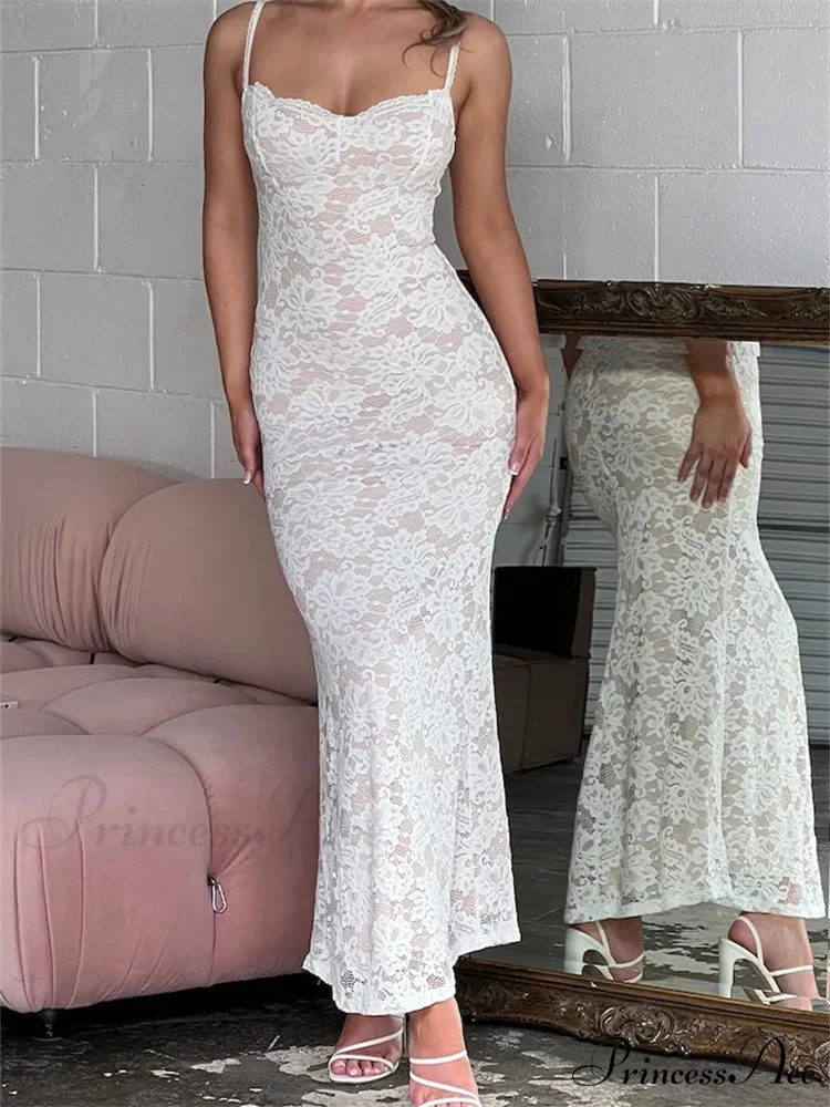 Women Summer V-neck Evening Lace Floral Slim Fit Sleeveless Spaghetti Strap Party Female Vestidos - Image 2