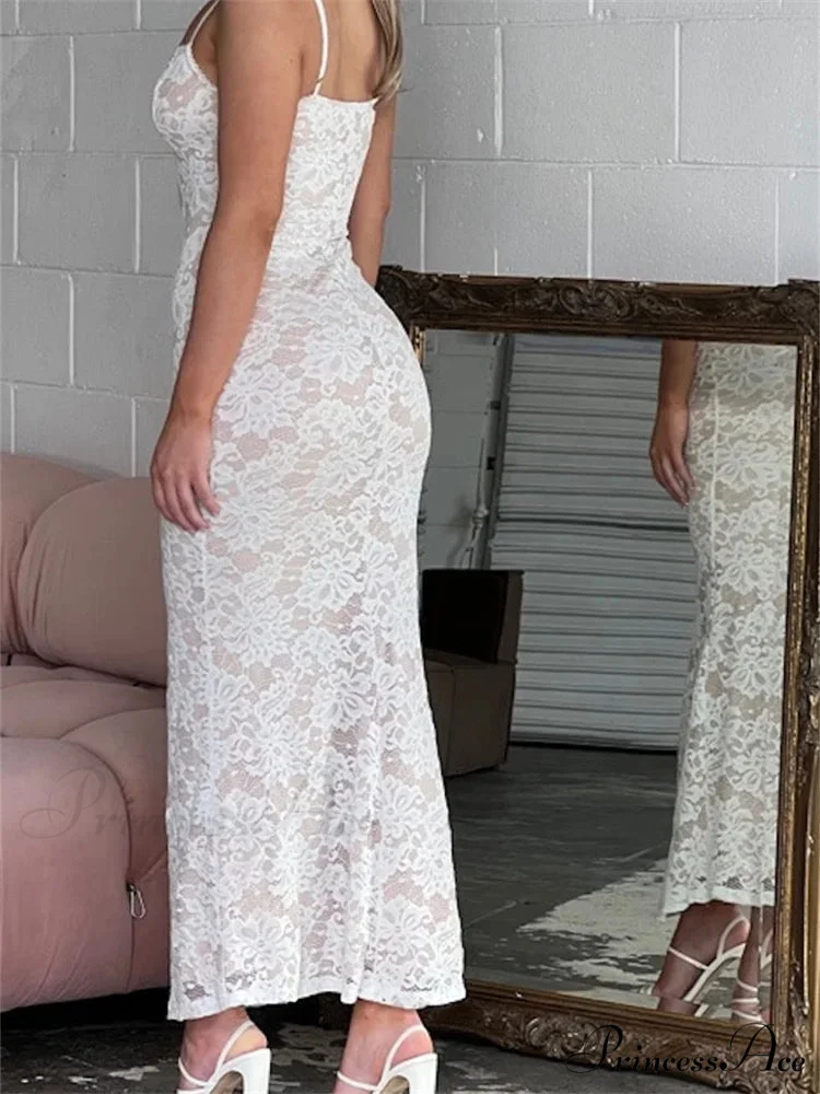 Women Summer V-neck Evening Lace Floral Slim Fit Sleeveless Spaghetti Strap Party Female Vestidos - Image 3
