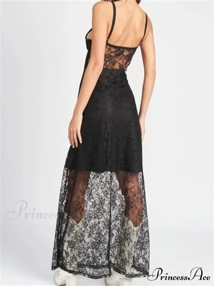 Sexy Women V Neck Sleeveless Lace Patchwork Flower Embroidery Slim Tank Summer Party Vestidos - Image 3