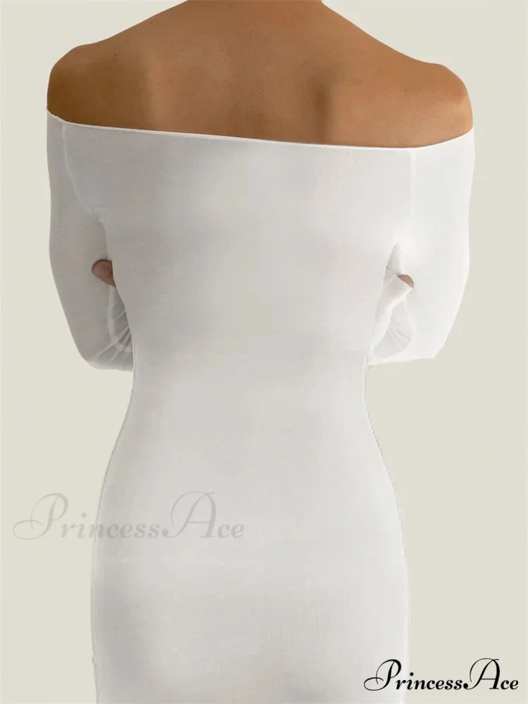 Women Bow Patchwork Sleeve Elegant Solid Slash Neck Off Shoulder Party Beach Club Vestido Streetwear - Image 4