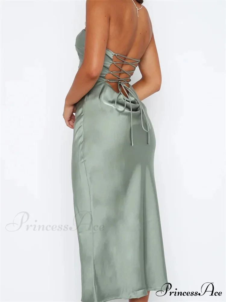 Women Sexy Strapless Backless Low Cut Off Shoulder Tube Party Satin Female Vestidos Streetwear - Image 3