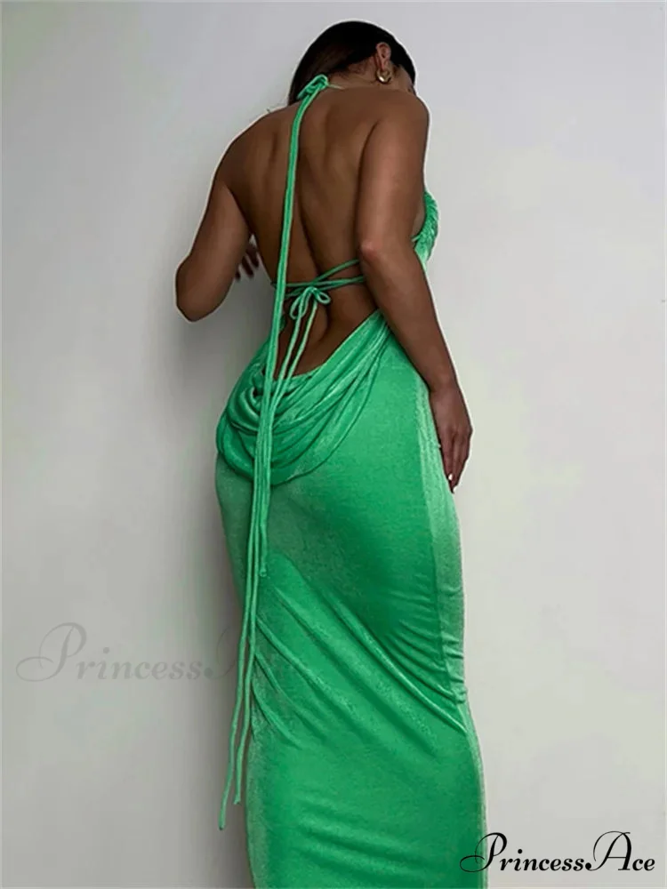 Sleeveless Backless Drawstring Hollow Out Sexy Split Summer Women Party Y2K Beach Vestidos - Image 5