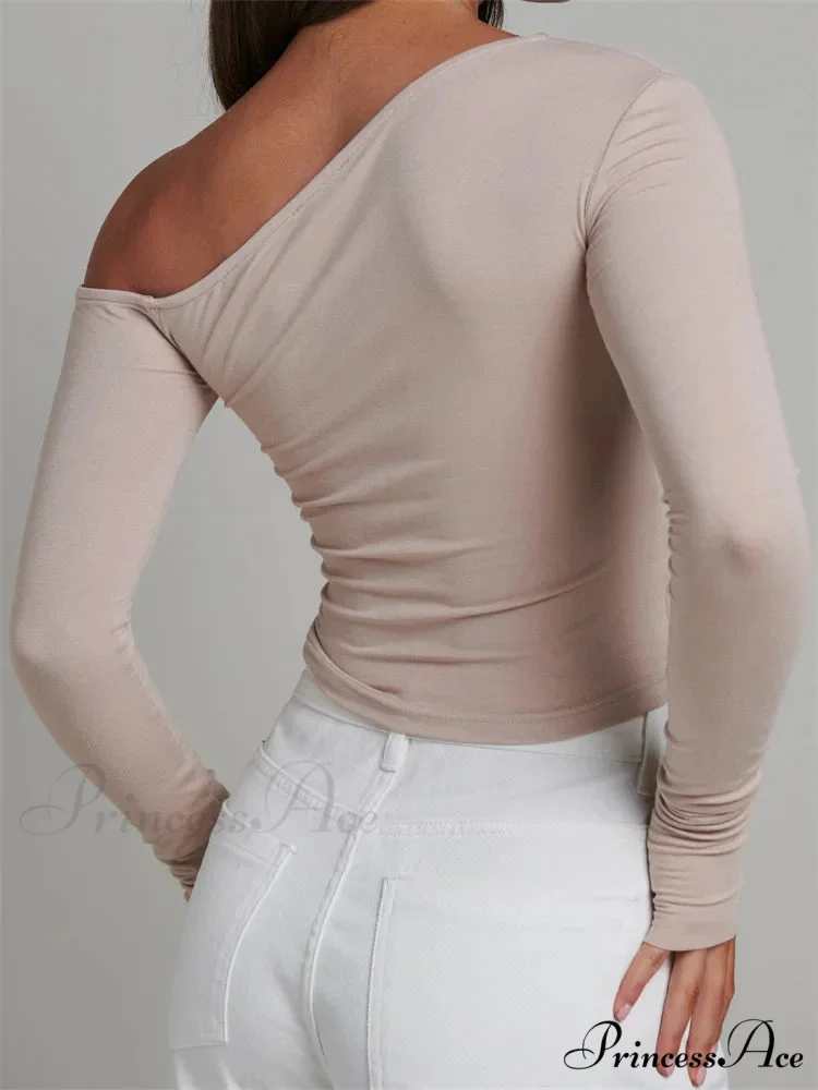 Elegant Lace Patchwork Long Sleeve O-Neck Slim Fit T-shirts - Image 2