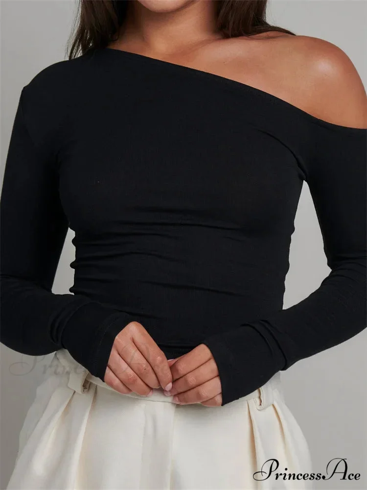 Elegant Lace Patchwork Long Sleeve O-Neck Slim Fit T-shirts - Image 4