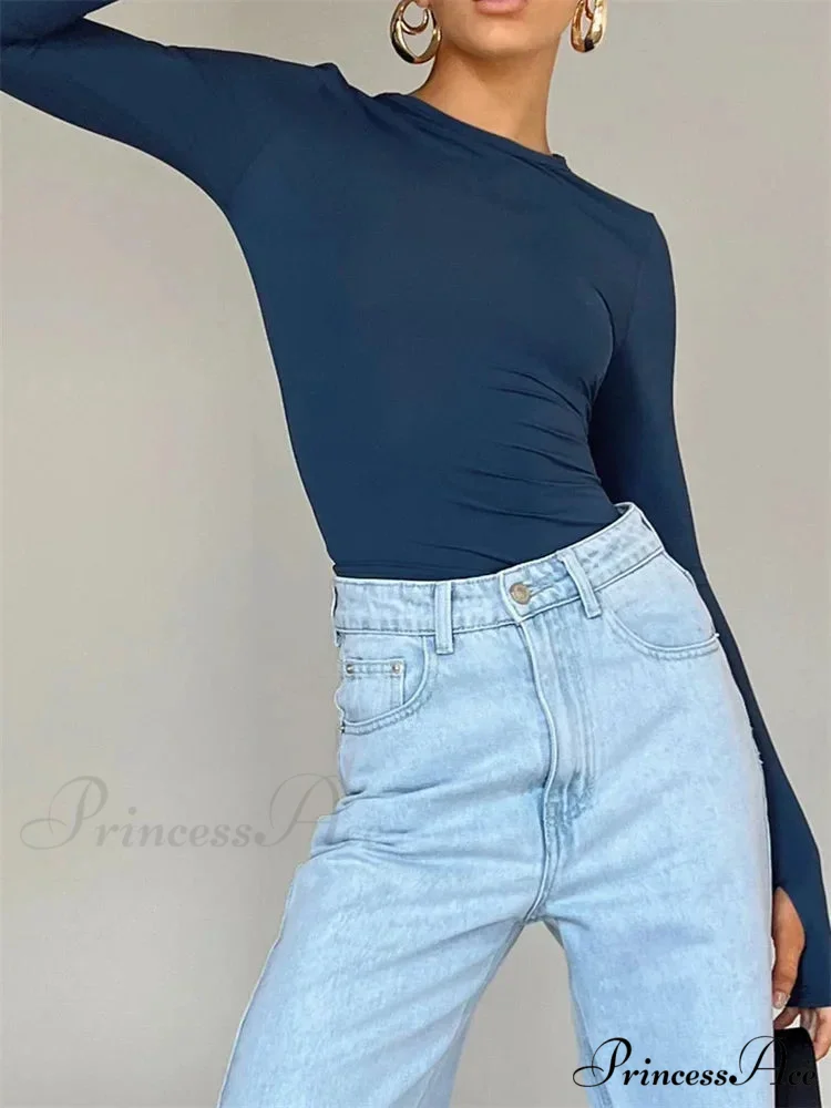 Long Sleeve Casual Pullover Thumb Hole Base T-Shirts - Image 4