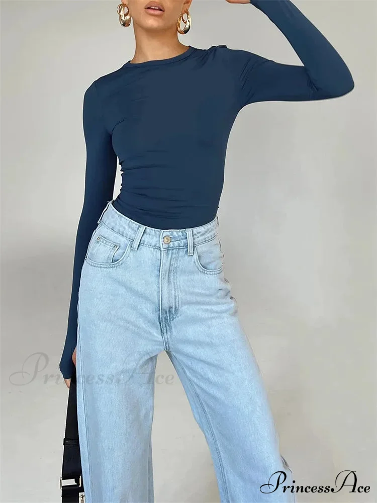 Long Sleeve Casual Pullover Thumb Hole Base T-Shirts - Image 7