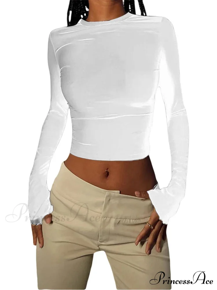 Long Sleeve Backless Casual Slim Fit Pullovers T-Shirts - Image 4