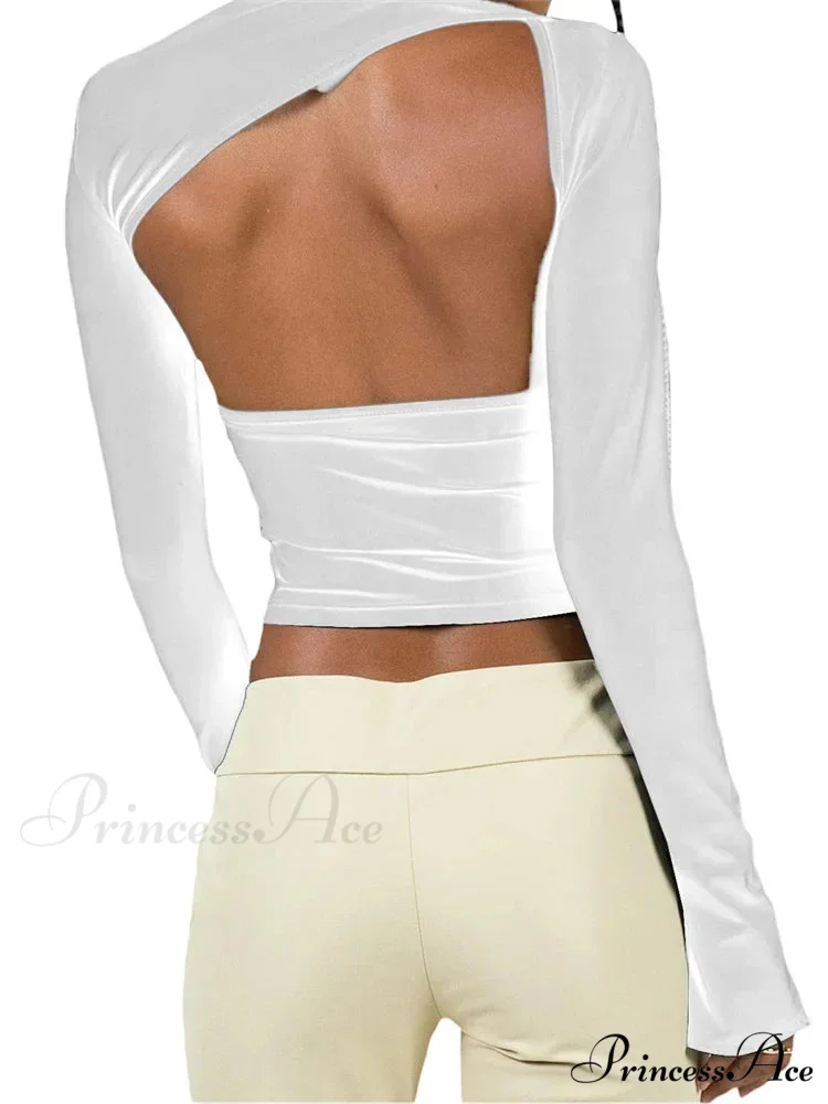 Long Sleeve Backless Casual Slim Fit Pullovers T-Shirts - Image 5