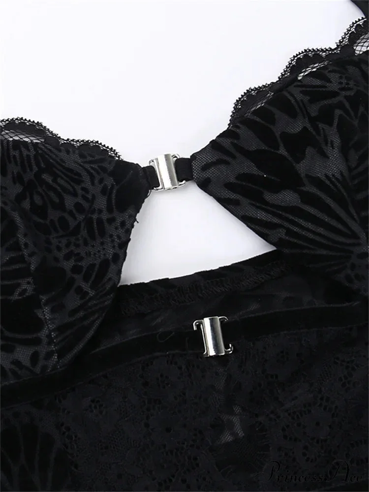 Fairycore Grunge Lace Backless Hollow Out Short Sleeve T-Shirts - Image 3