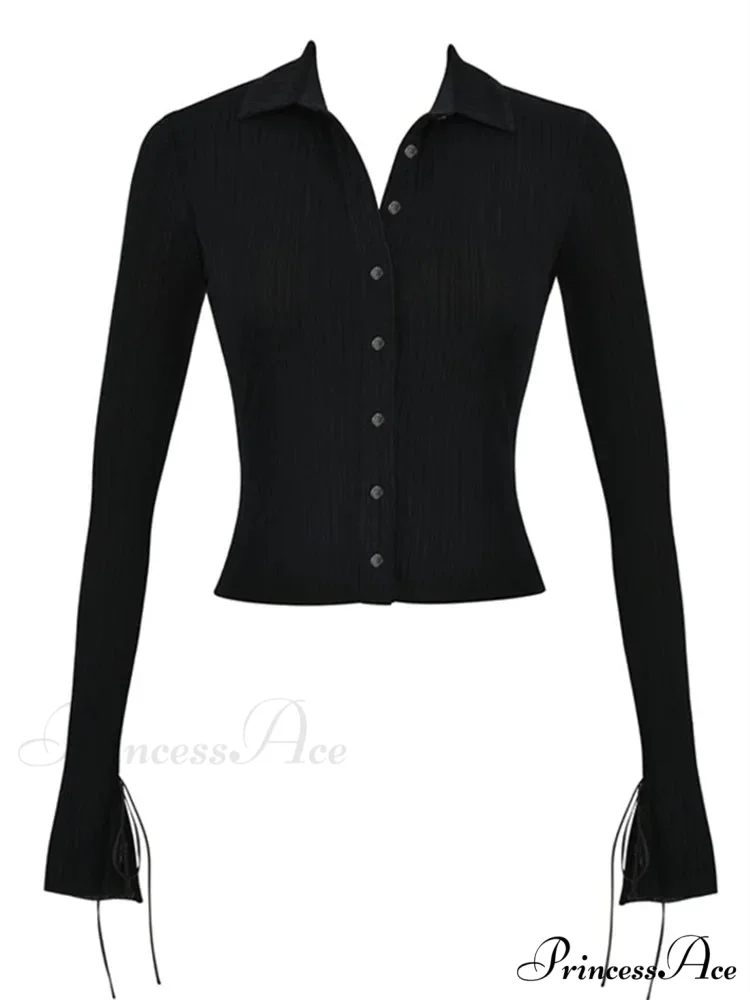 Long Sleeve Casual Turn-Down Collar Button-Down T-Shirts - Image 5