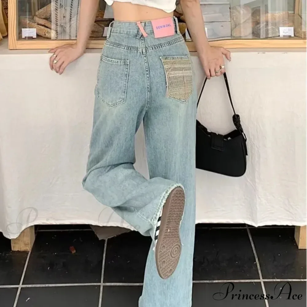 Baby Blue Loose Straight Thin Summer Tassel Versatile Trend Women's Jean - Image 2